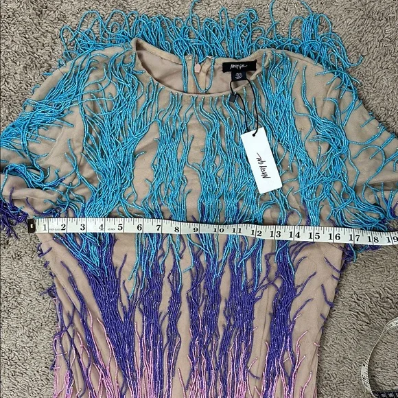 NWT Nasty Gal Rainbow Tassel Fringe Shift Dress - Picture 8 of 16